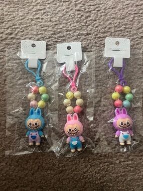 Choice of One monster Character Bead Keychain - Pink, Blue, Purple